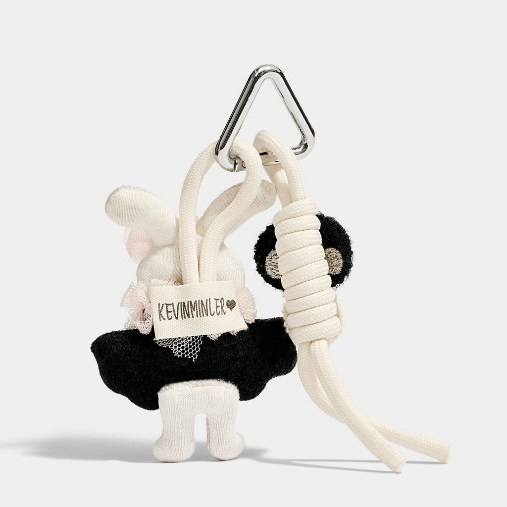 Ballet Bunny Bag Charm close detail view showing tiny ballet moment