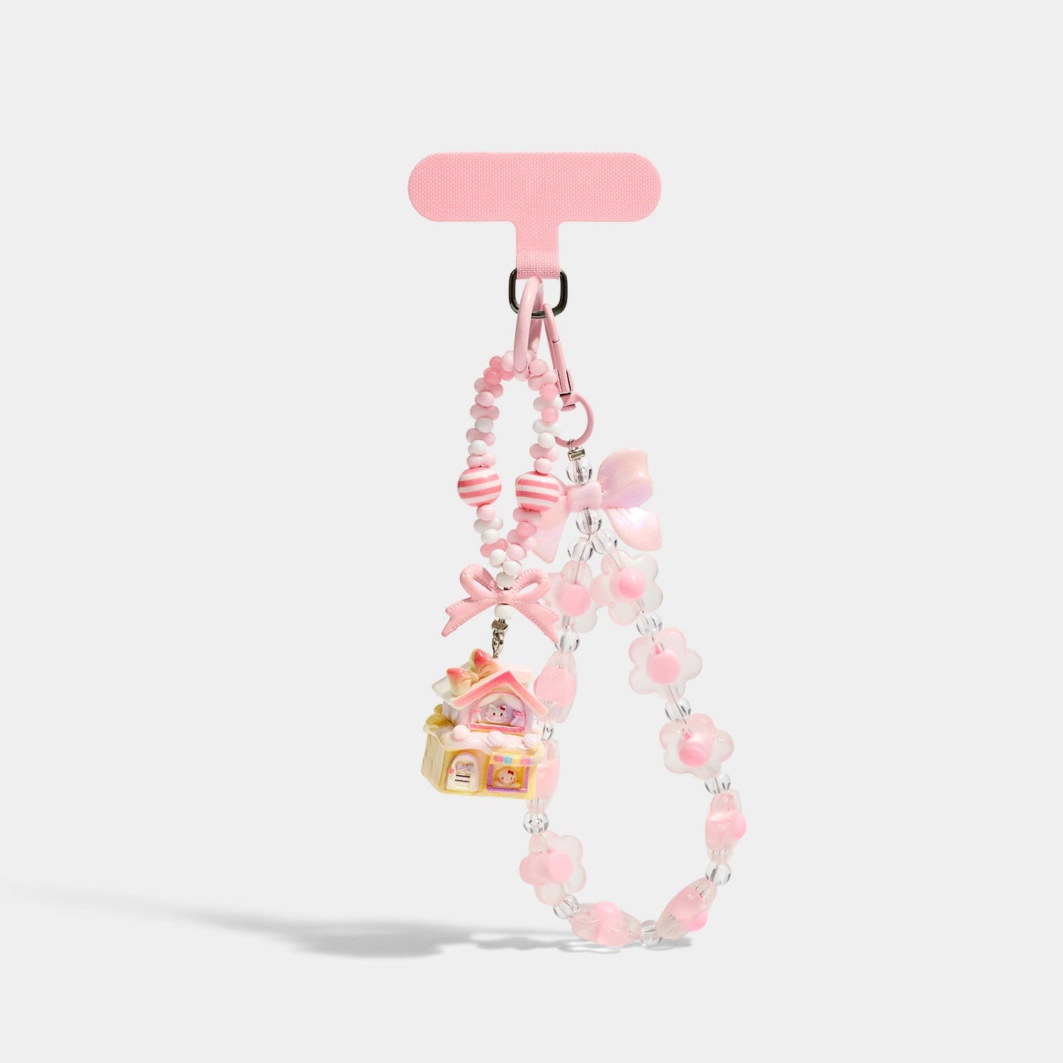 Flower Bead Phone Strap Charms angled product view showing flower bead phone detail
