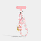 Flower Bead Phone Strap Charms close detail view showing flower bead phone detail