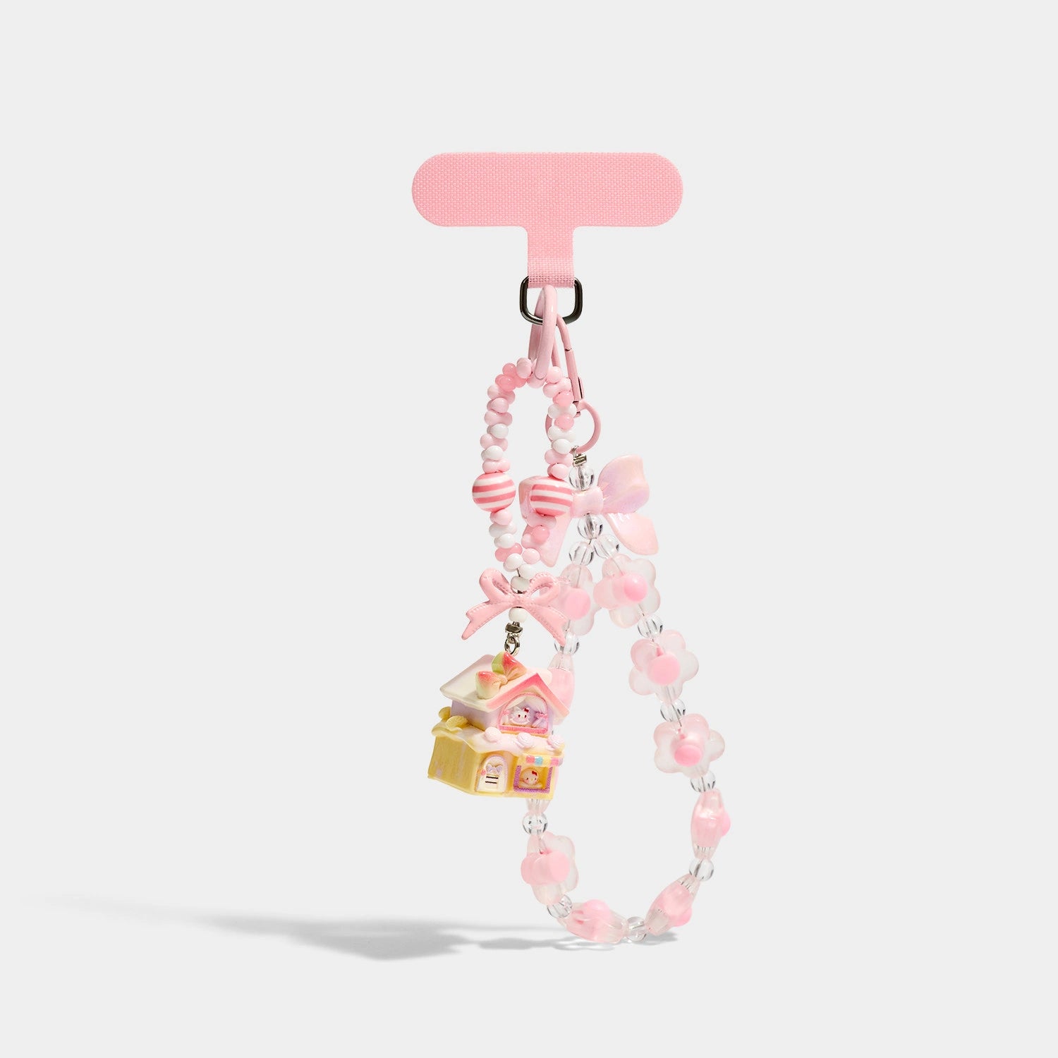 Flower Bead Phone Strap Charms close detail view showing flower bead phone detail