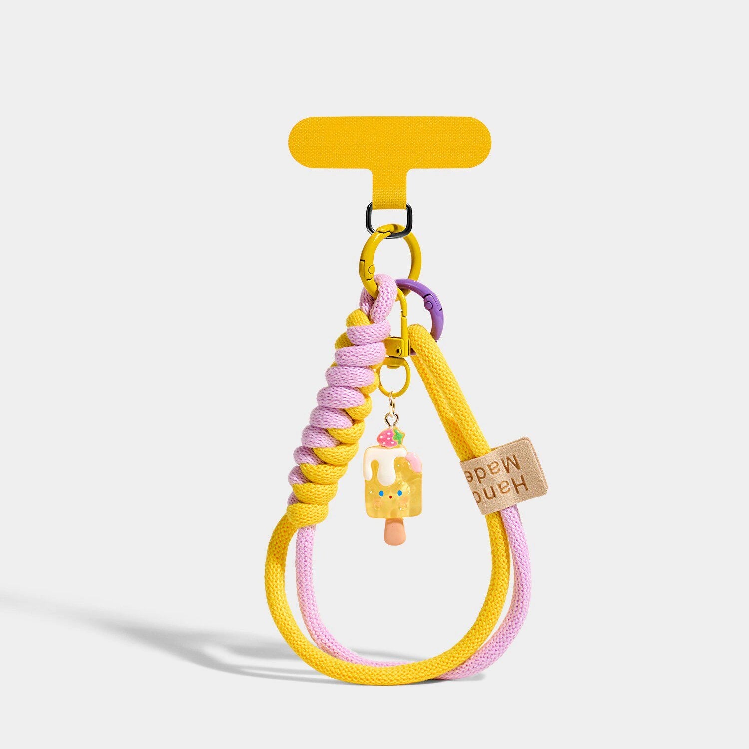 Purple-Yellow Spiral Cord / Yellow Ice Pop variant of Blue Dessert Phone Strap Charms