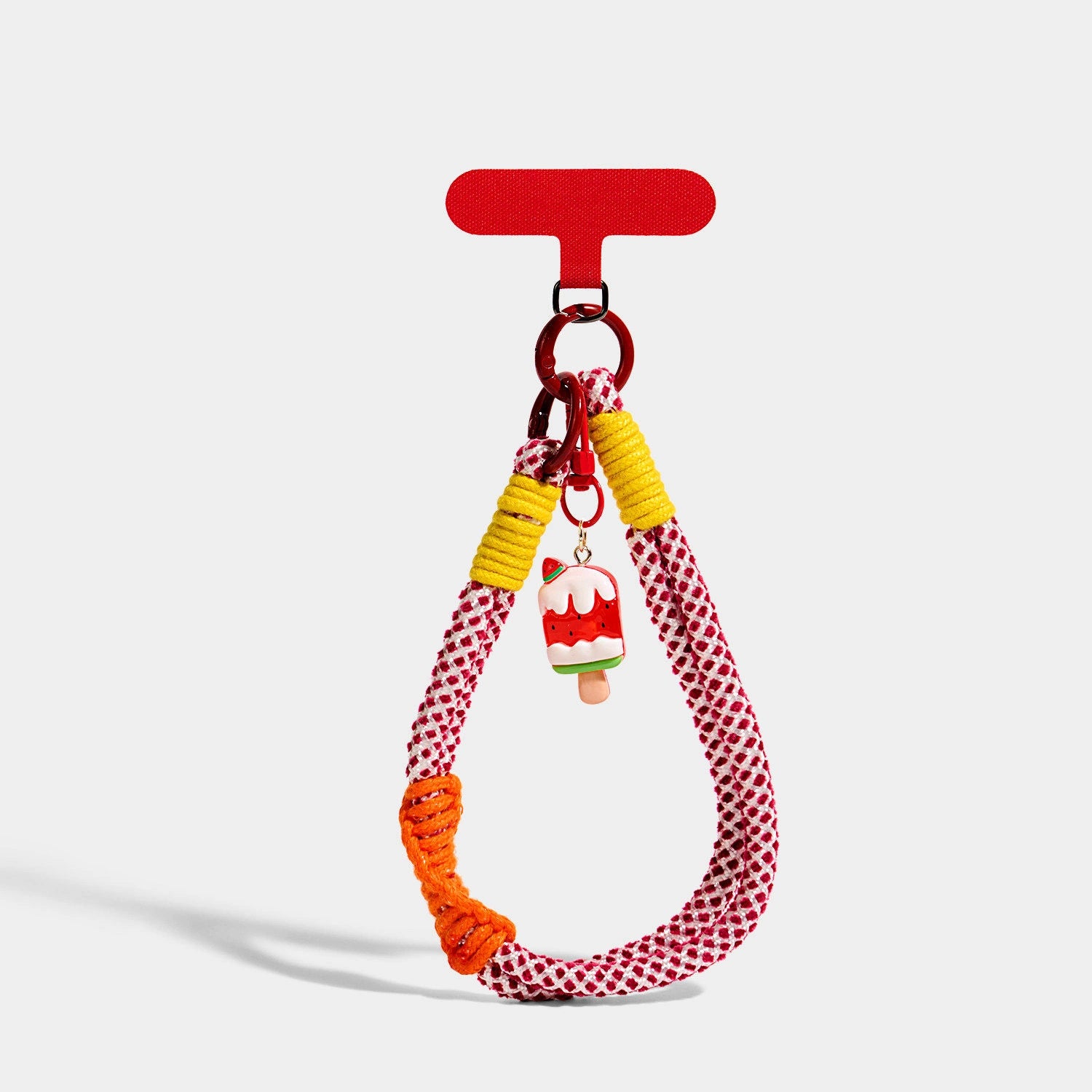 Red Stripe Cord / Watermelon Ice Pop variant of Blue Dessert Phone Strap Charms