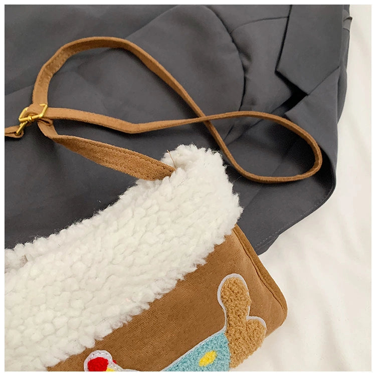 Party Hat Puppy Crossbody Bag with Curly-Textured Trim, product view 9.