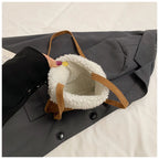 Party Hat Puppy Crossbody Bag with Curly-Textured Trim, product view 12.