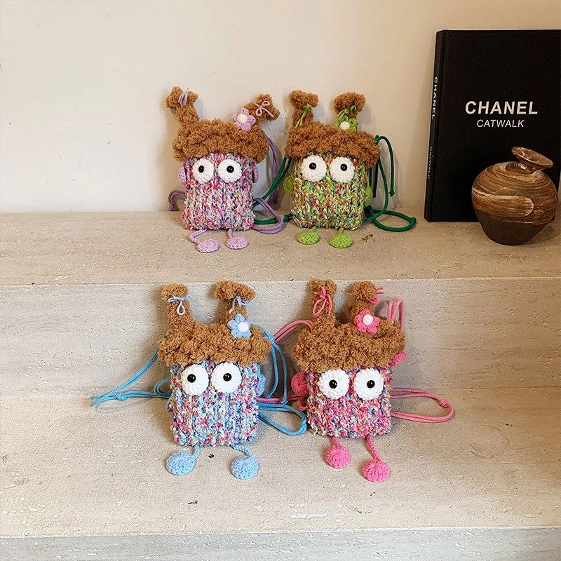 Wide-Eyed Knit Creature Crossbody Phone Pouch, product view 3.