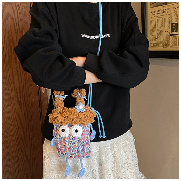 Wide-Eyed Knit Creature Crossbody Phone Pouch, product view 8.