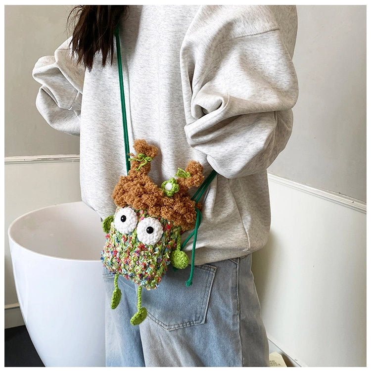 Wide-Eyed Knit Creature Crossbody Phone Pouch, product view 11.