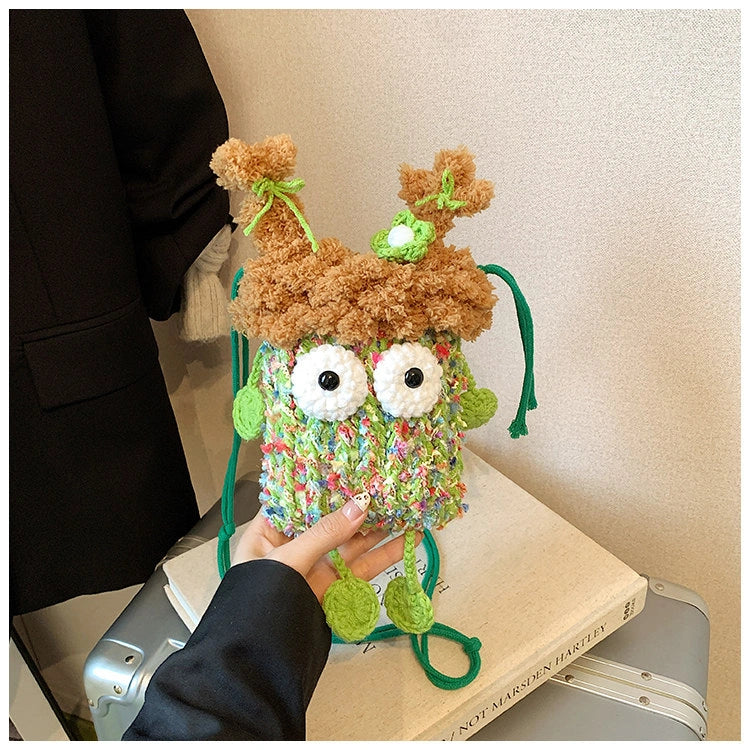 Wide-Eyed Knit Creature Crossbody Phone Pouch, product view 16.
