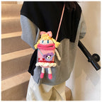 Pink Knit Cartoon Character Crossbody Phone Pouch, product view 7.