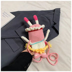 Pink Knit Cartoon Character Crossbody Phone Pouch, product view 12.