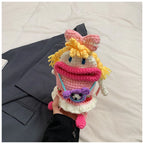 Pink Knit Cartoon Character Crossbody Phone Pouch, product view 13.