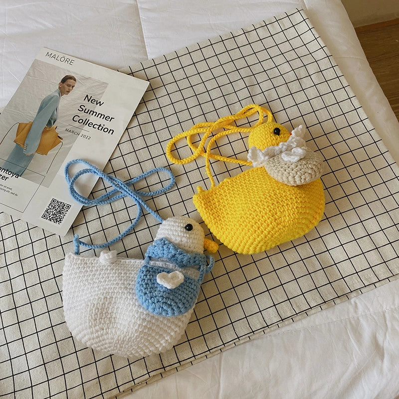 Crocheted Duck Crossbody Phone Bag in Yellow or White, product view 4.