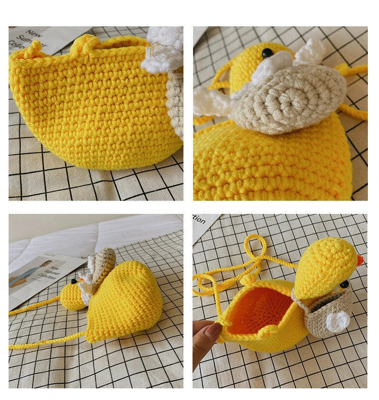 Crocheted Duck Crossbody Phone Bag in Yellow or White, product view 6.