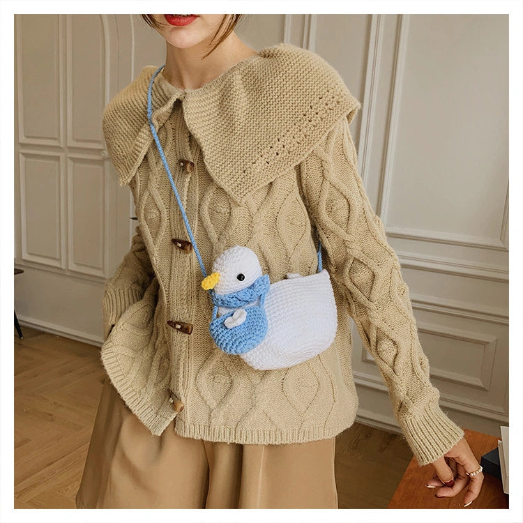 Crocheted Duck Crossbody Phone Bag in Yellow or White, product view 11.