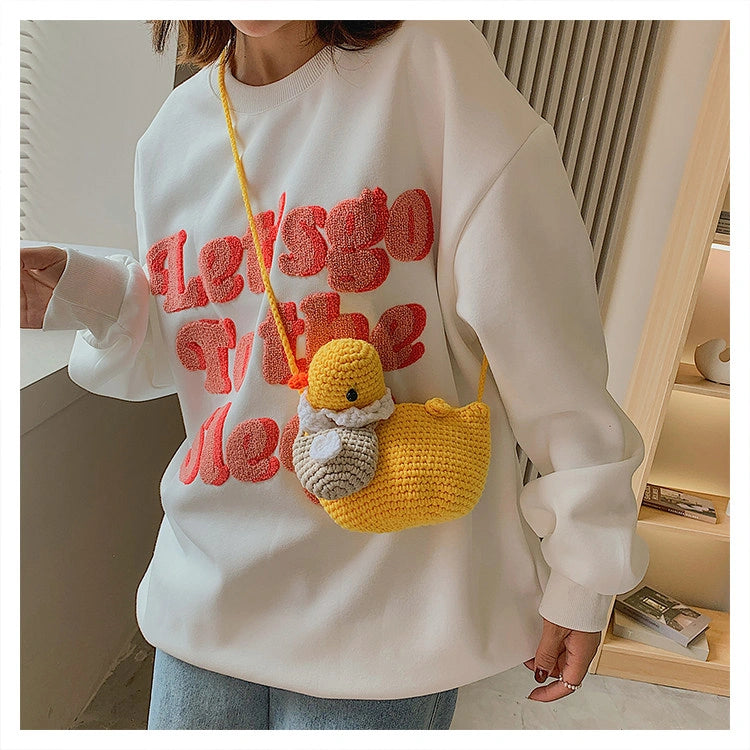 Crocheted Duck Crossbody Phone Bag in Yellow or White, product view 13.
