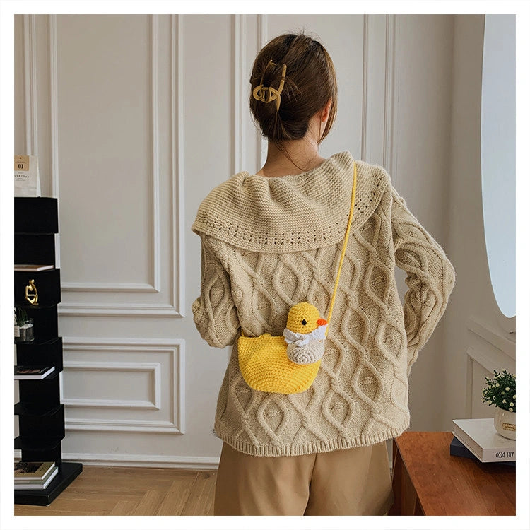 Crocheted Duck Crossbody Phone Bag in Yellow or White, product view 14.