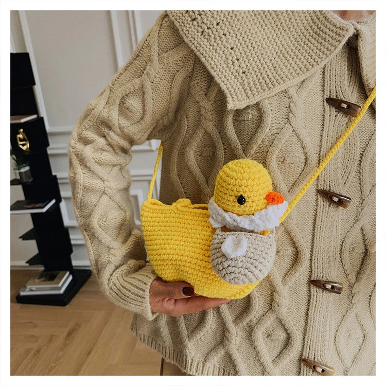 Crocheted Duck Crossbody Phone Bag in Yellow or White, product view 15.