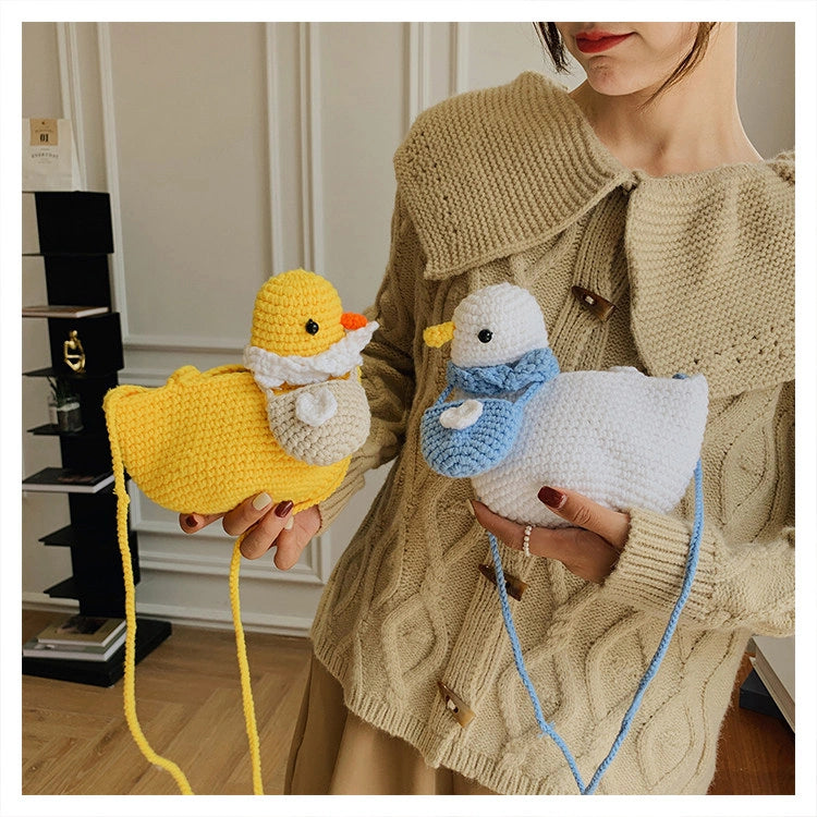 Crocheted Duck Crossbody Phone Bag in Yellow or White, product view 16.