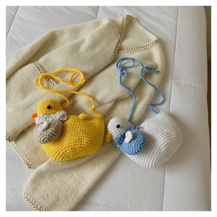 Crocheted Duck Crossbody Phone Bag in Yellow or White, product view 17.