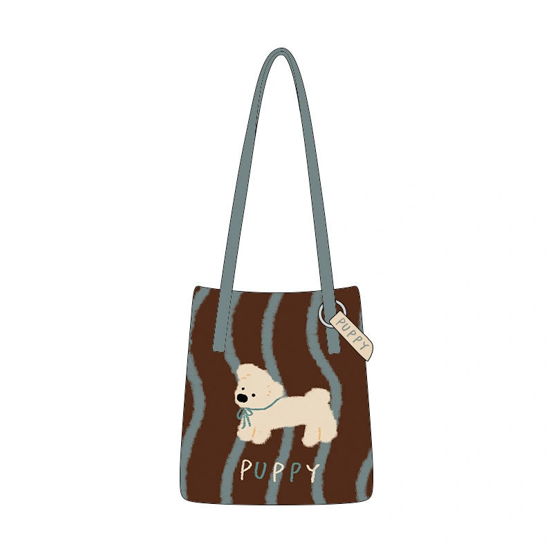 Bow Detail Canvas Crossbody Commuter Bag - 蝴蝶结小白（带斜挎配件）.