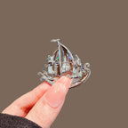 Blue Crystal Sailboat Brooch product image showing crystal sailboat