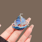 Blue Crystal Sailboat Brooch product image showing crystal sailboat