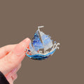 Blue Crystal Sailboat Brooch variant image showing blue sailboat brooch