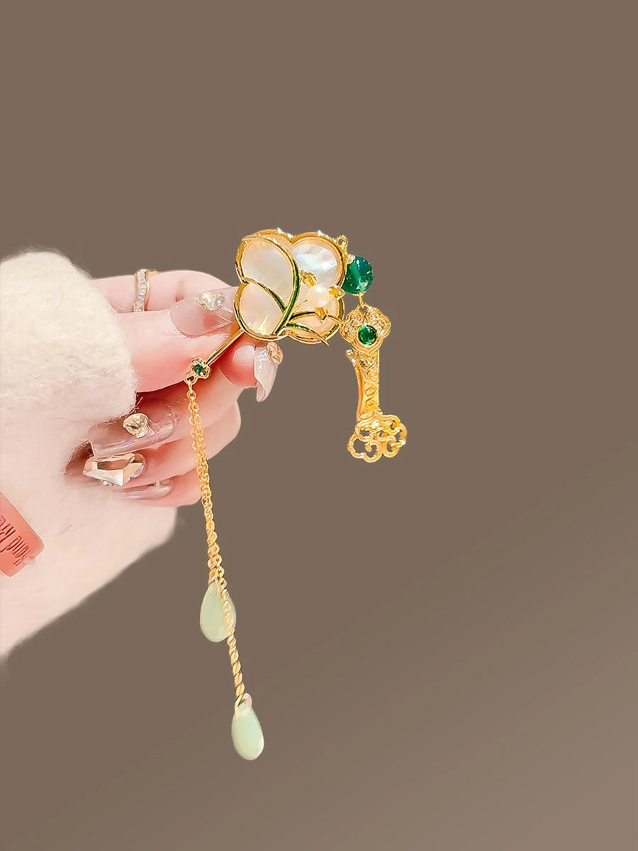 Ruyi Floral Pendant Brooch product image showing ruyi floral charm