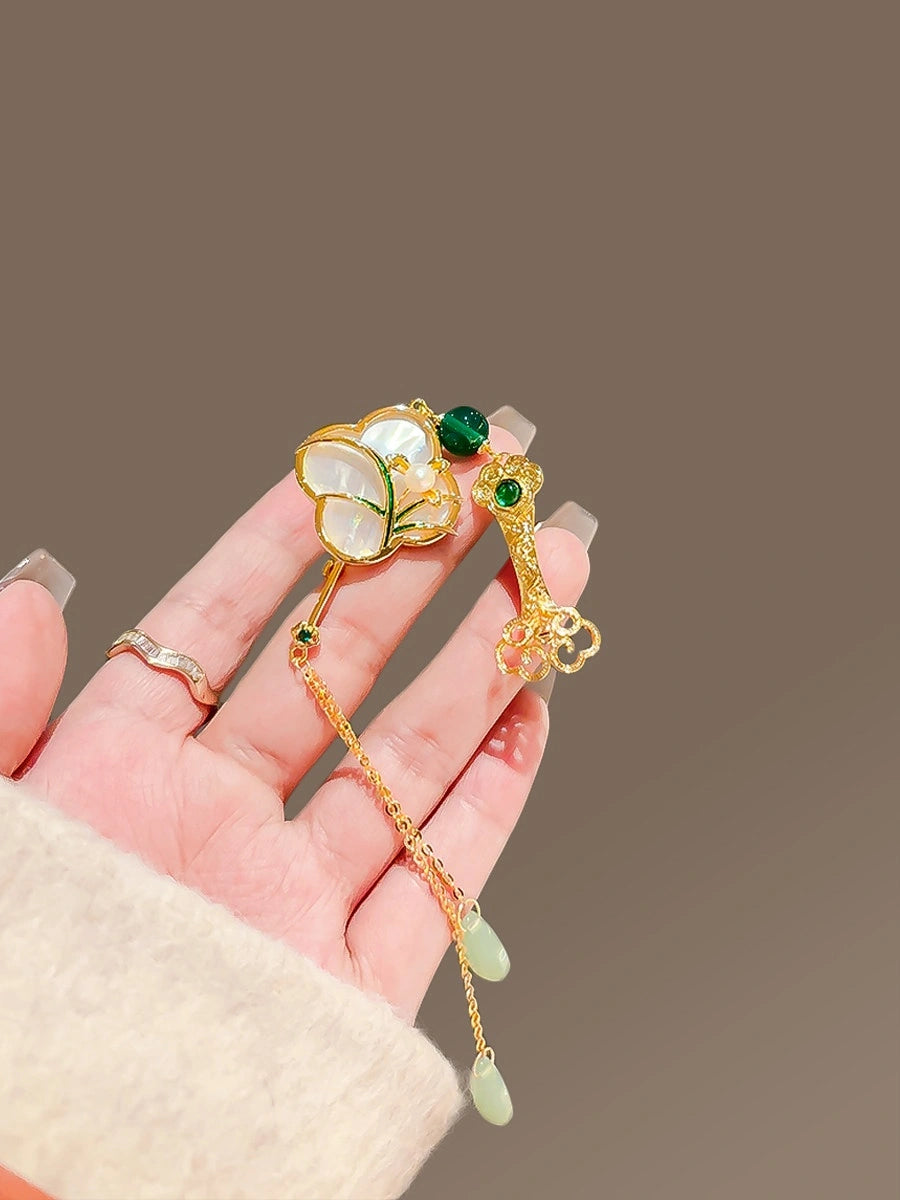 Ruyi Floral Pendant Brooch product image showing ruyi floral charm