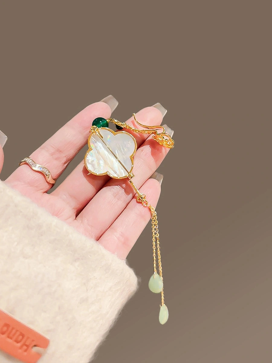 Ruyi Floral Pendant Brooch product image showing ruyi floral charm
