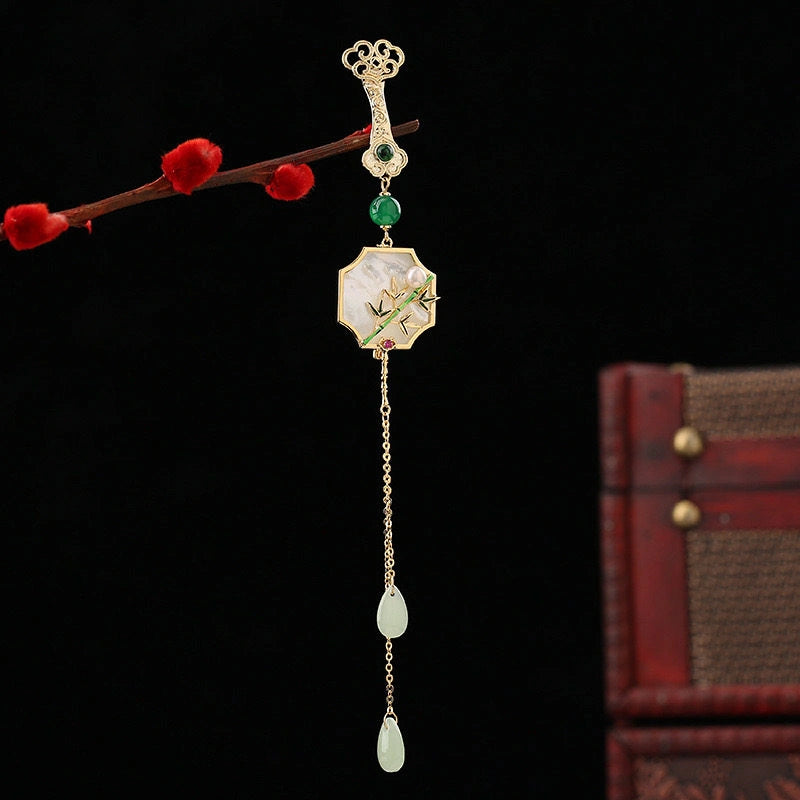 Ruyi Floral Pendant Brooch variant image showing bamboo leaf ruyi pendant brooch