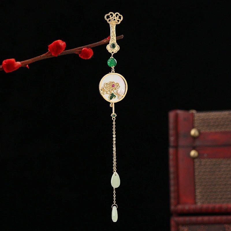 Ruyi Floral Pendant Brooch variant image showing chrysanthemum ruyi pendant brooch
