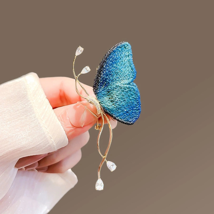 Blue Embroidered Butterfly Brooch product image showing blue butterfly