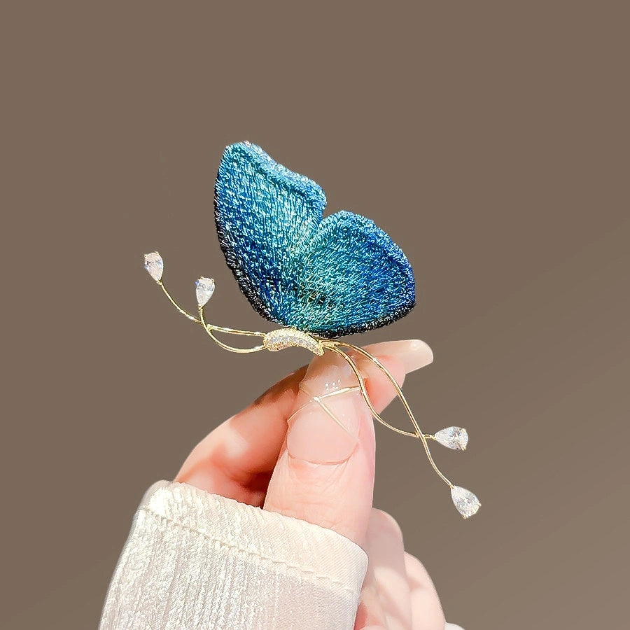 Blue Embroidered Butterfly Brooch product image showing blue butterfly
