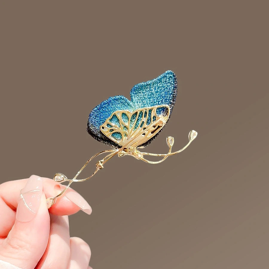 Blue Embroidered Butterfly Brooch product image showing blue butterfly