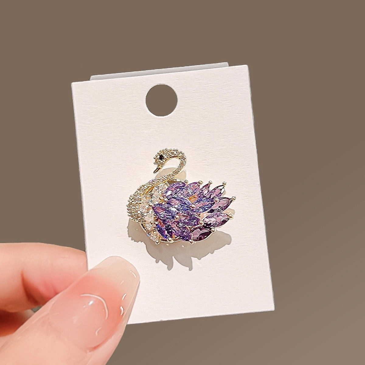 Crystal Swan Magnetic Brooch product image showing swan