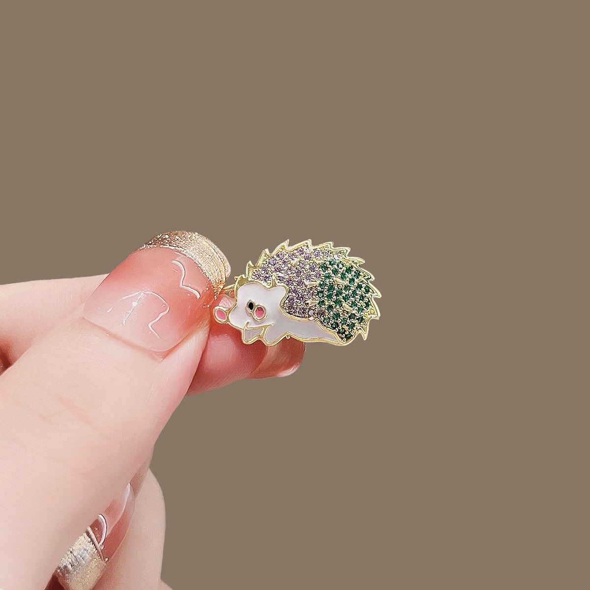 Hedgehog Mini Brooch product image showing hedgehog