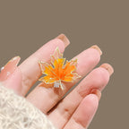 Maple and Ginkgo Leaf Brooch product image showing autumn leaves