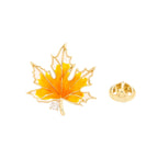 Maple and Ginkgo Leaf Brooch product image showing autumn leaves