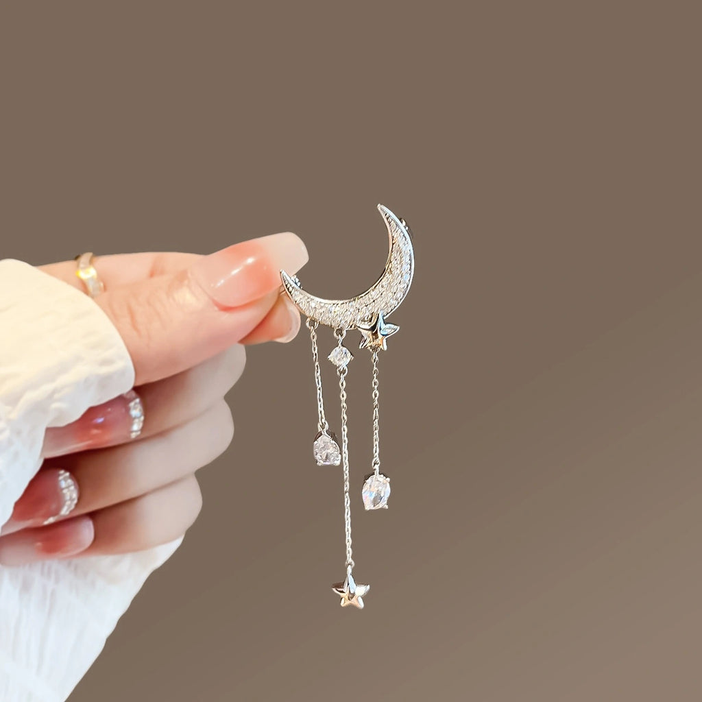 Star Moon Tassel Brooch product image showing star and moon