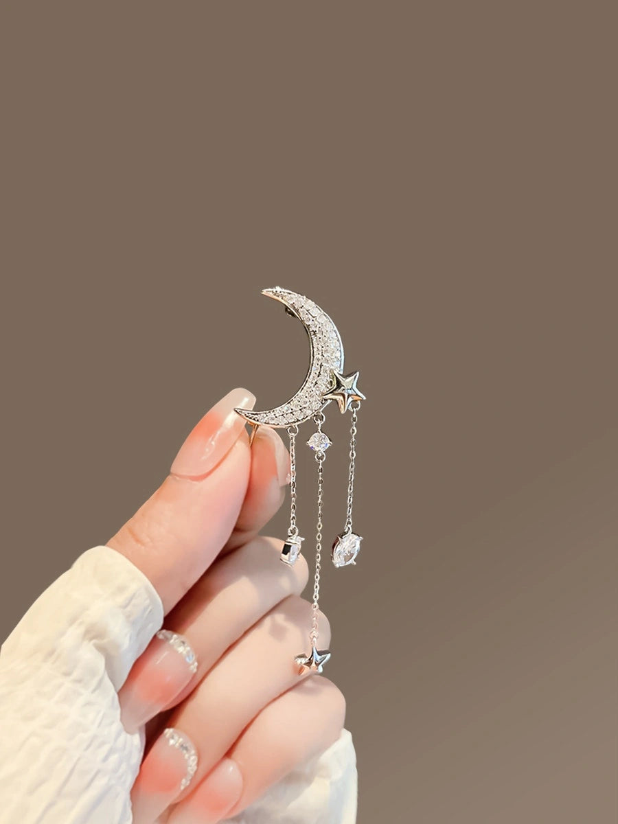 Star Moon Tassel Brooch product image showing star and moon