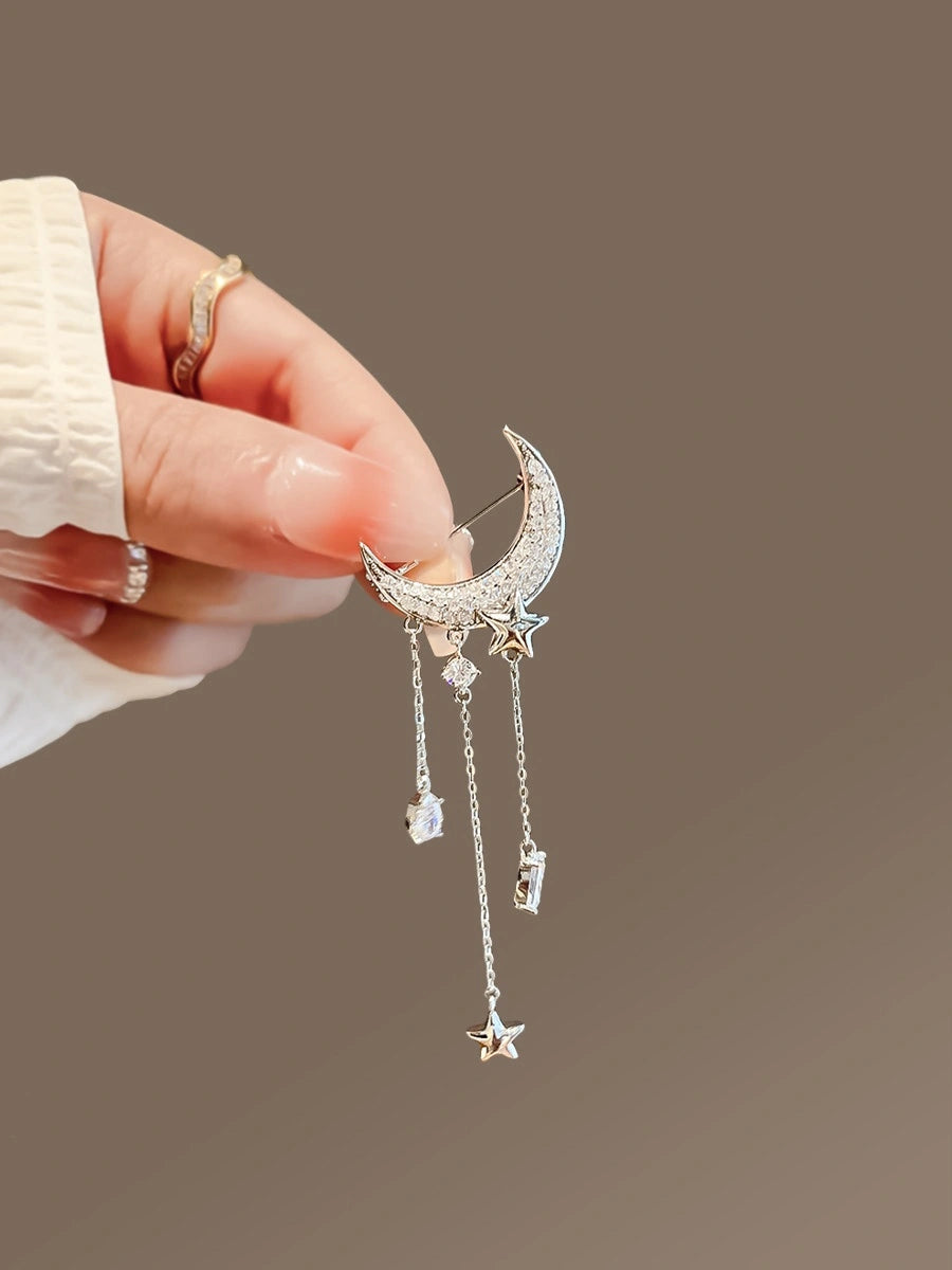 Star Moon Tassel Brooch product image showing star and moon