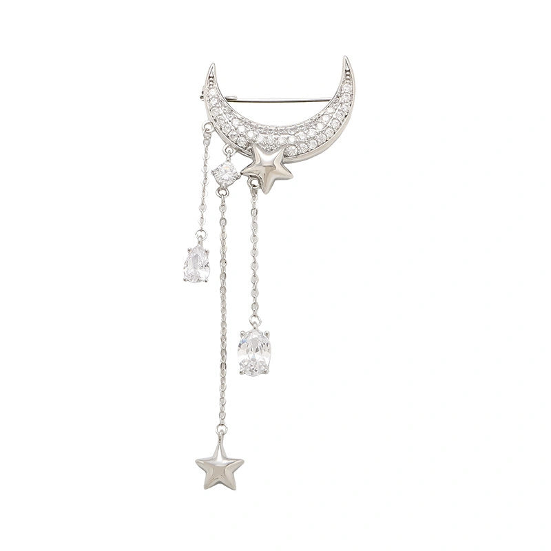Star Moon Tassel Brooch product image showing star and moon