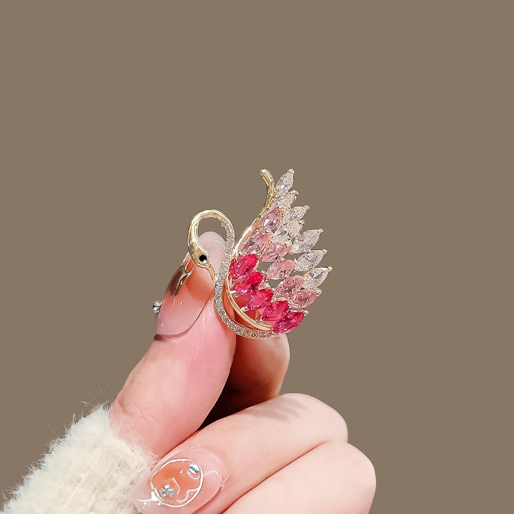 Crystal Swan Brooch product image showing swan