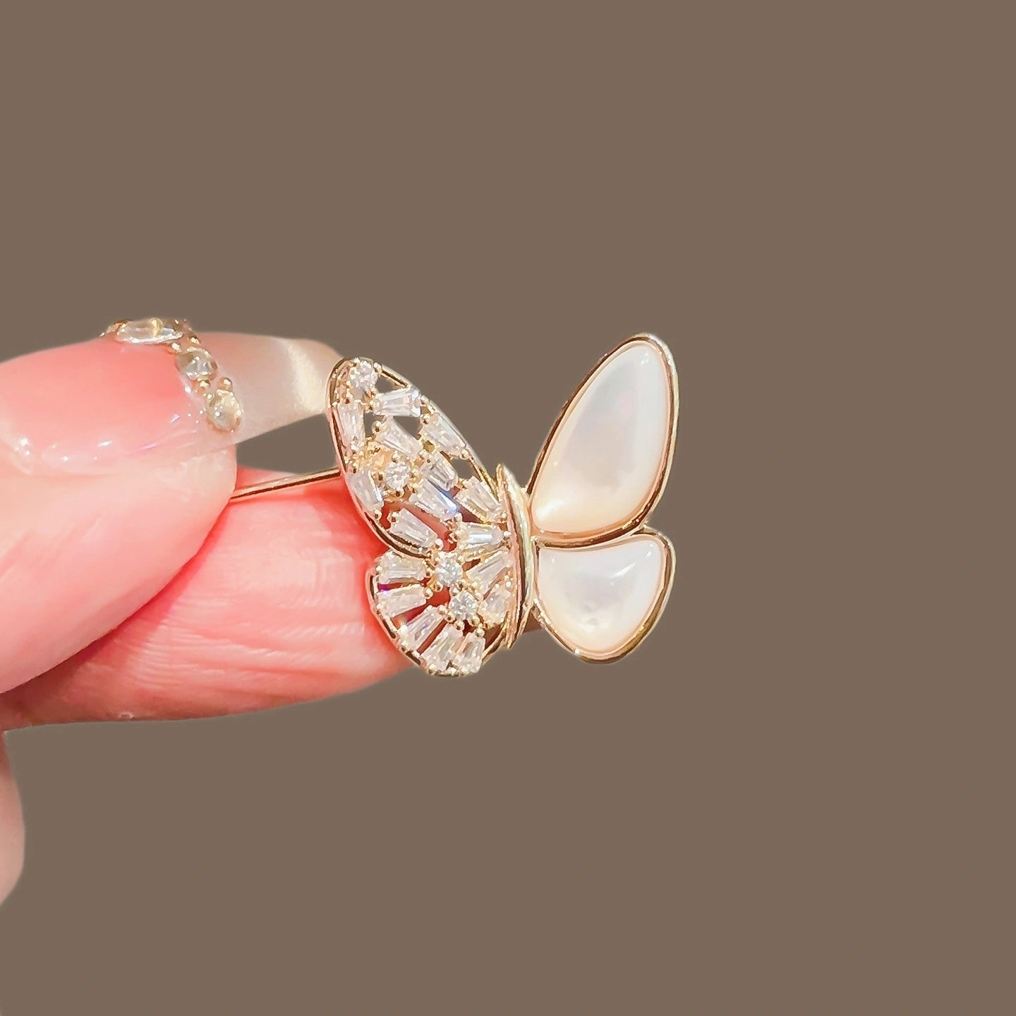 Mother-of-Pearl Butterfly Mini Brooch product image showing butterfly