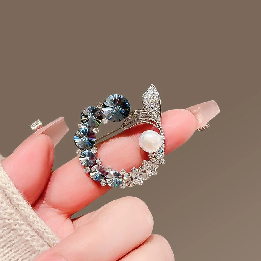 Ocean Fishtail Rhinestone Brooch product image showing fishtail