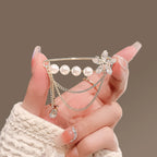 Pearl Tassel Flower Brooch product image showing flower tassel