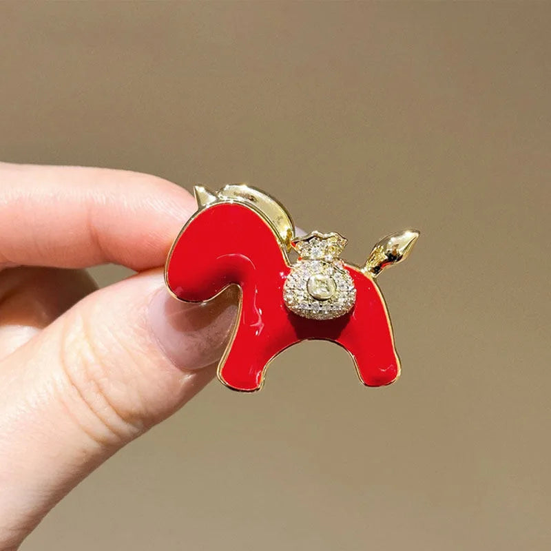 Red Horse with Coin Bag brooch variant image
