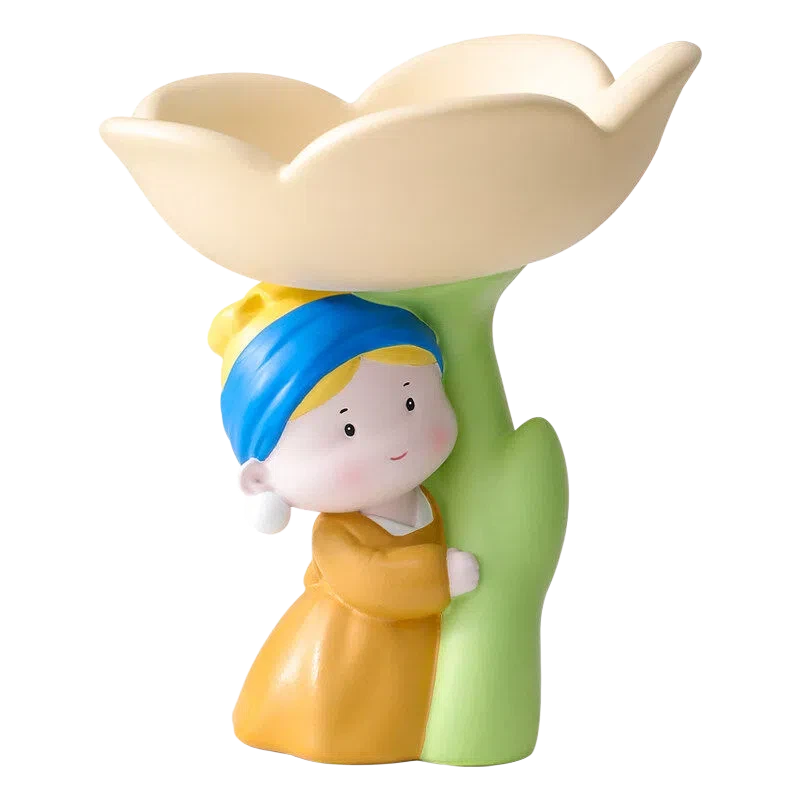 Girl with a Pearl Earring Tulip Tray, Resin Art Storage Decor