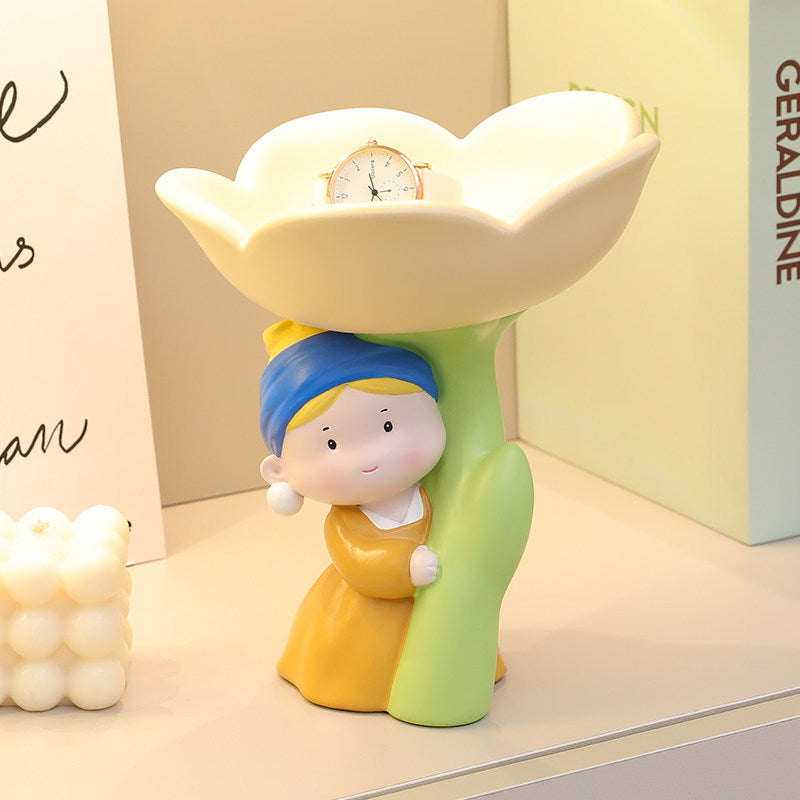 Girl with a Pearl Earring Tulip Tray, Resin Art Storage Decor